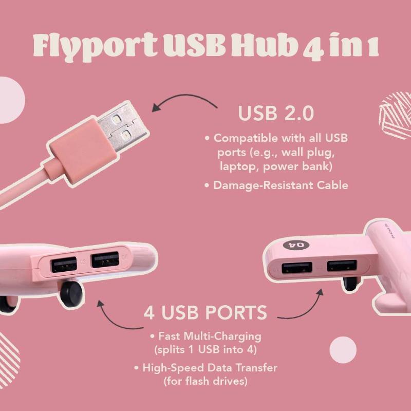Flyport Cute Plane-Shaped USB Hub 4 in 1 - Girlboss